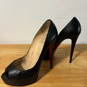 Christian Louboutin Black Peep Toe Pumps